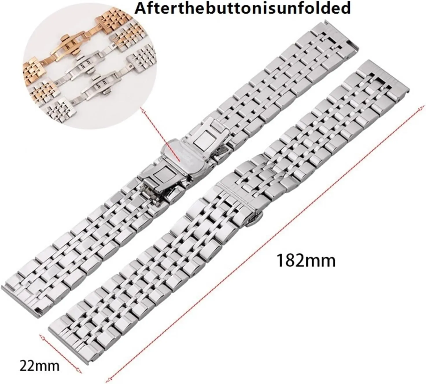Solid Stainless Steel Band 18mm 20mm 22mm Universal Smartwatch Replacement Strap Bracelet Men Business Watchband Belt