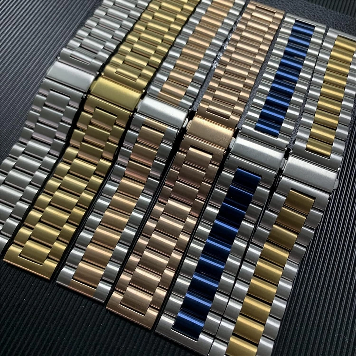 Solid Metal Watch Strap Bracelet for Quick Release Watch Replacement Stainless Steel 20mm 22mm Bracelet (Band Color:Silver Rose Gold, Band Width:22mm)