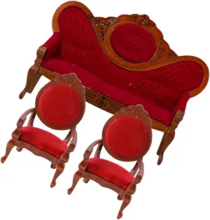 Sosoport 2sets Mini Dollhouse Furniture Delicate Vintage Couch Chairs for Dollhouse Living Safe Design for Imaginative Play and Decoration 3pcs*2