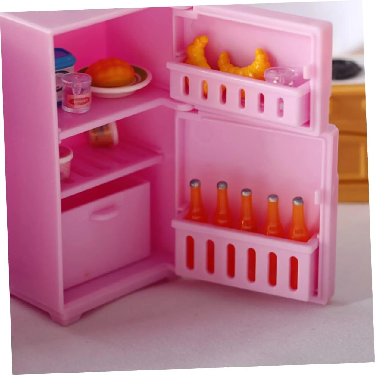 Sosoport 2sets Miniature Dollhouse Fridge Refrigerator Furniture for Creative Play for DIY Dollhouse Decoration and Accessories 2pcs*2