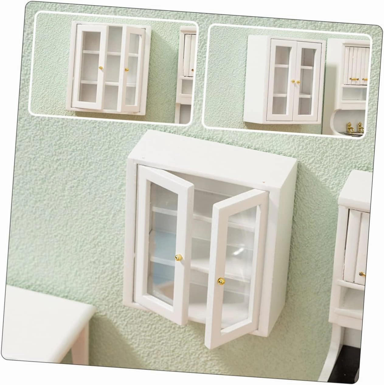 Sosoport 3pcs Miniature Cabinet Ornament Tiny House Furniture for Dollhouse Decoration Detail Safe and Practical for Mini Landscape Decor and