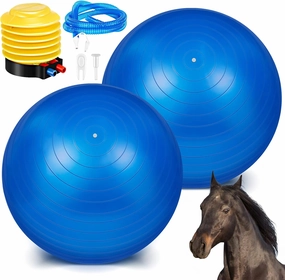 Sotiff 2 Pcs 40 Inch Horse Ball for Play Large Horse Big Equine Herding Anti Burst Dog Ball Soccer Giant, Pump Included(40 Inch,Blue)