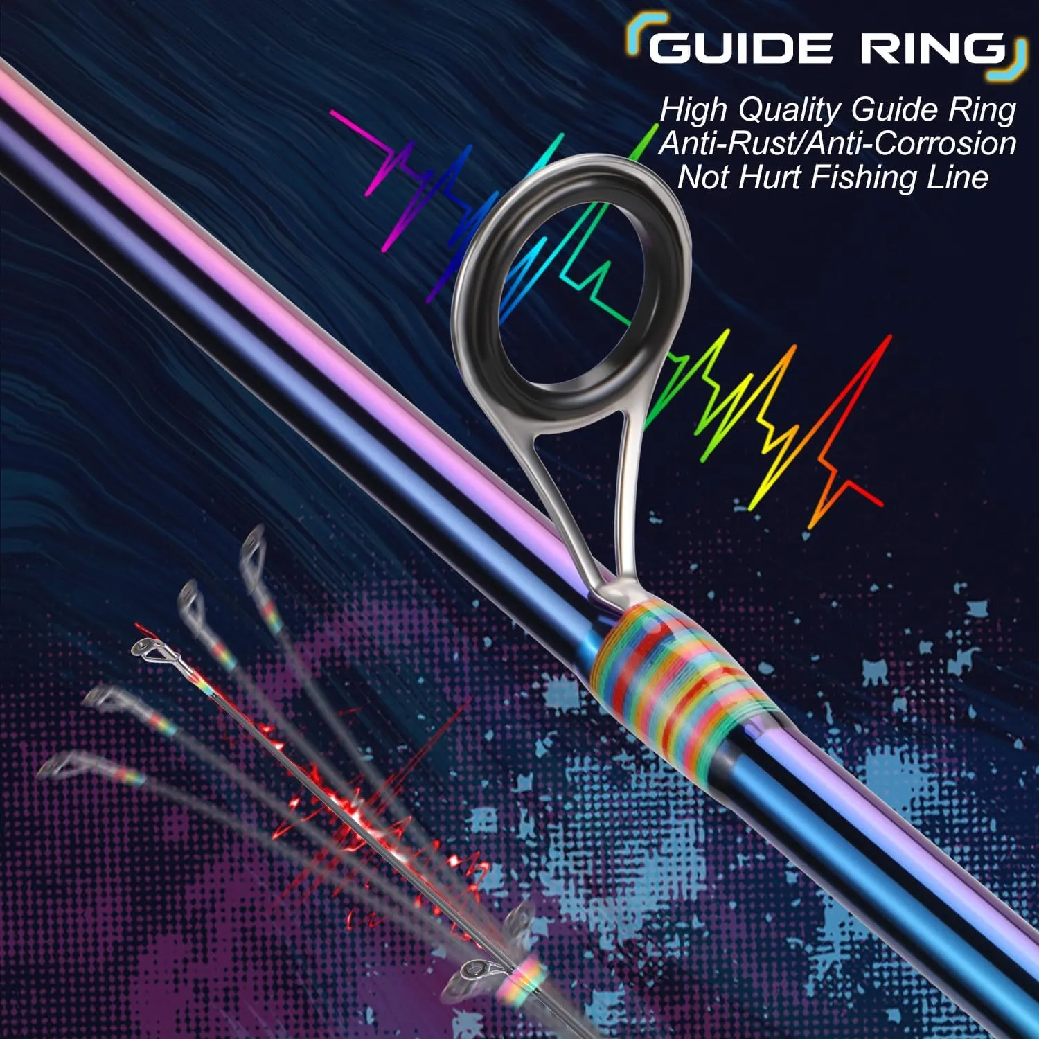 Sougayilang Spinning Fishing Reel Rod Combo, Two Pieces Colorful Poratble Light Weight Fishing Rod with Powerful Fishing Gear for Freshwater Saltwater