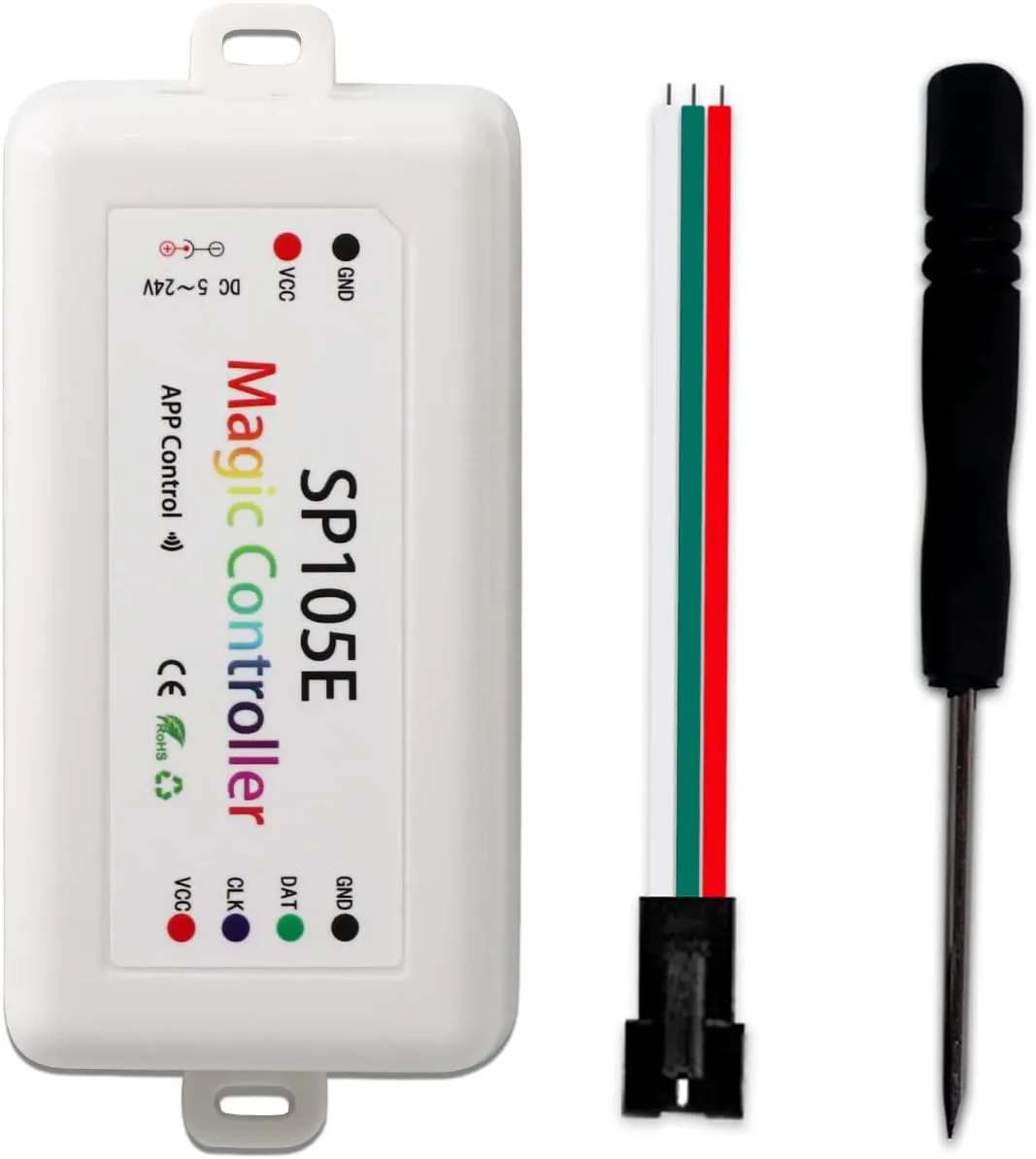 SP105E Led Controller, Ws2812b Controller for Smart IC Led Lights Like Ws2811 SK6812 Ws2815 Ws2813 APA102, Wireless Bluetooth Addressable LED Controller for Indoor Use