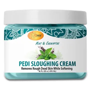 SPA REDI Foot Cream, Sloughing Lotion - Pedicure Massage Foot Care for Dry Cracked Feet, Scrub Gently, Exfoliating, Mint & Eucalyptus - 16 oz