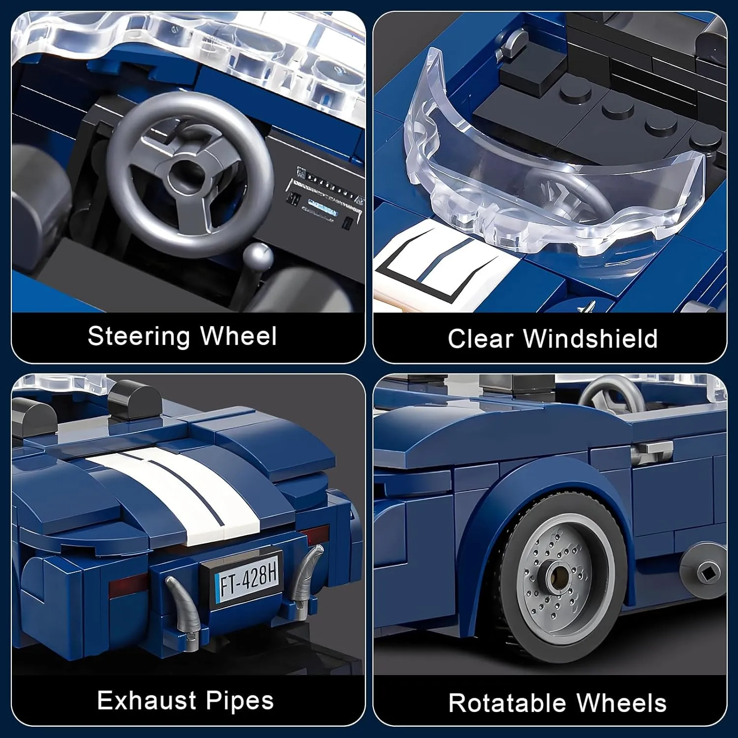 Sports Car Building Set for Adults, Classic Racing Car Collectible Decor Model Kit with Display Box, Cool Vehicles Gifts for Kids Boys Teens Age 8-14 12-16 (324 Pieces)