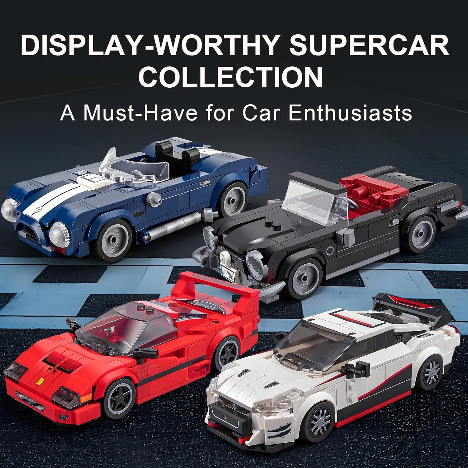 Sports Car Building Set for Adults, Classic Racing Car Collectible Decor Model Kit with Display Box, Cool Vehicles Gifts for Kids Boys Teens Age 8-14 12-16 (324 Pieces)