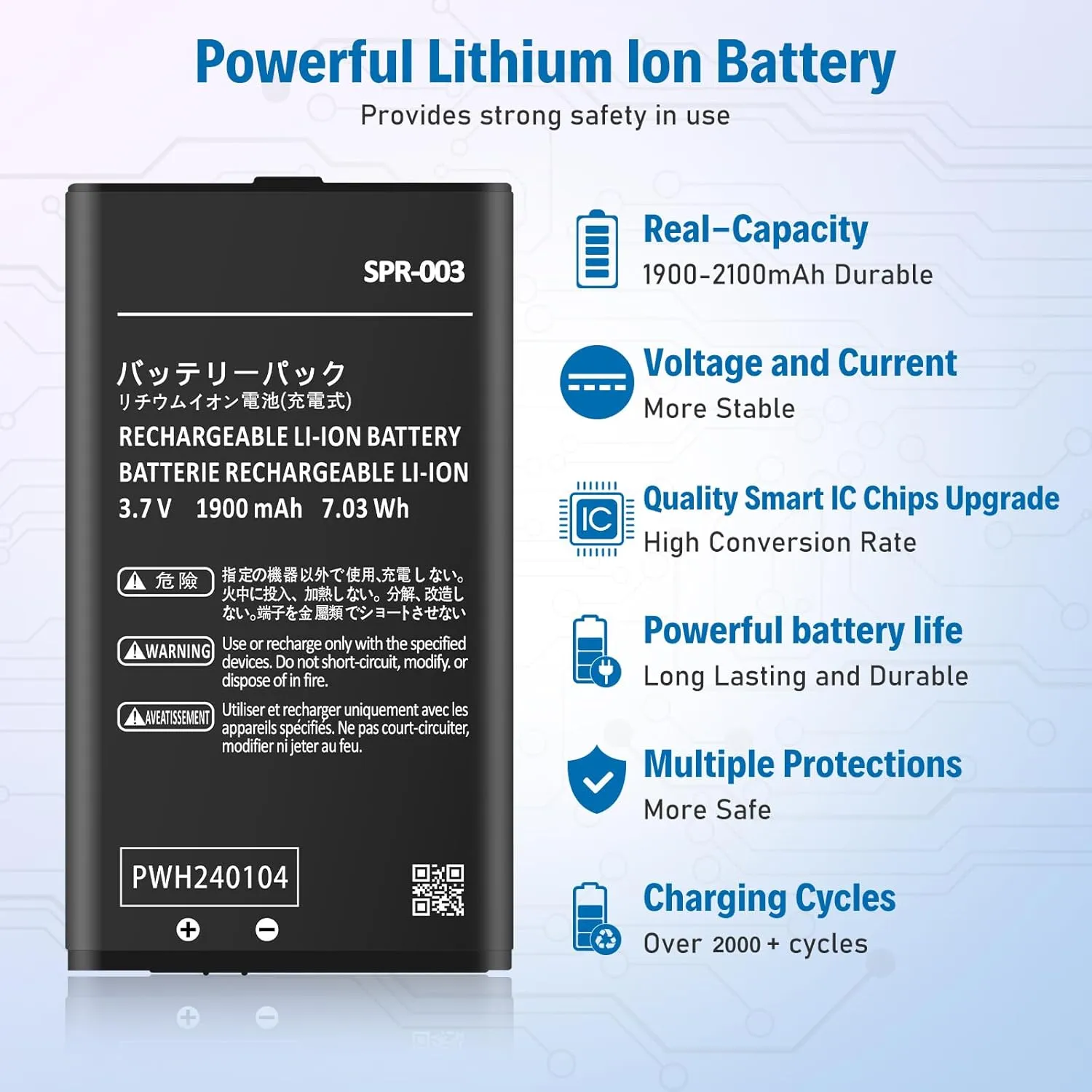 SPR-003 Battery, 2025 New Upgraded 1900mAh Ultra High Capacity Lithium-ion Replacement Battery for Nintendo 3DS XL/New 3DS XL/ 3DS LL/New 3DS LL Game Console with Repair Tool