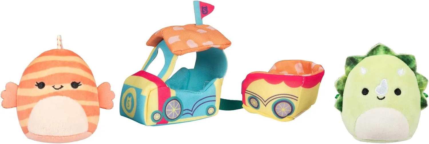 Squishmallows Micromallows SQMM0015 Accessory Set - Train Ride Super Soft Mini 6.5 cm Plush Figures (Tristan & Lucienne)