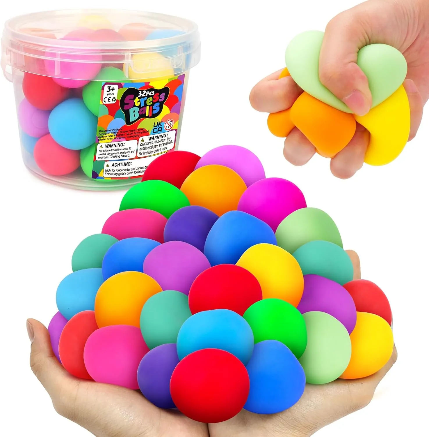 Squishy Stress Balls for Kids - 32 Pack Slow Rising Stretchy Stress Balls for Kids, Fidget Stress Toys for Autism & ADD/ADHD, Pull Stretch Fidgets for Classroom Prize Box Toys