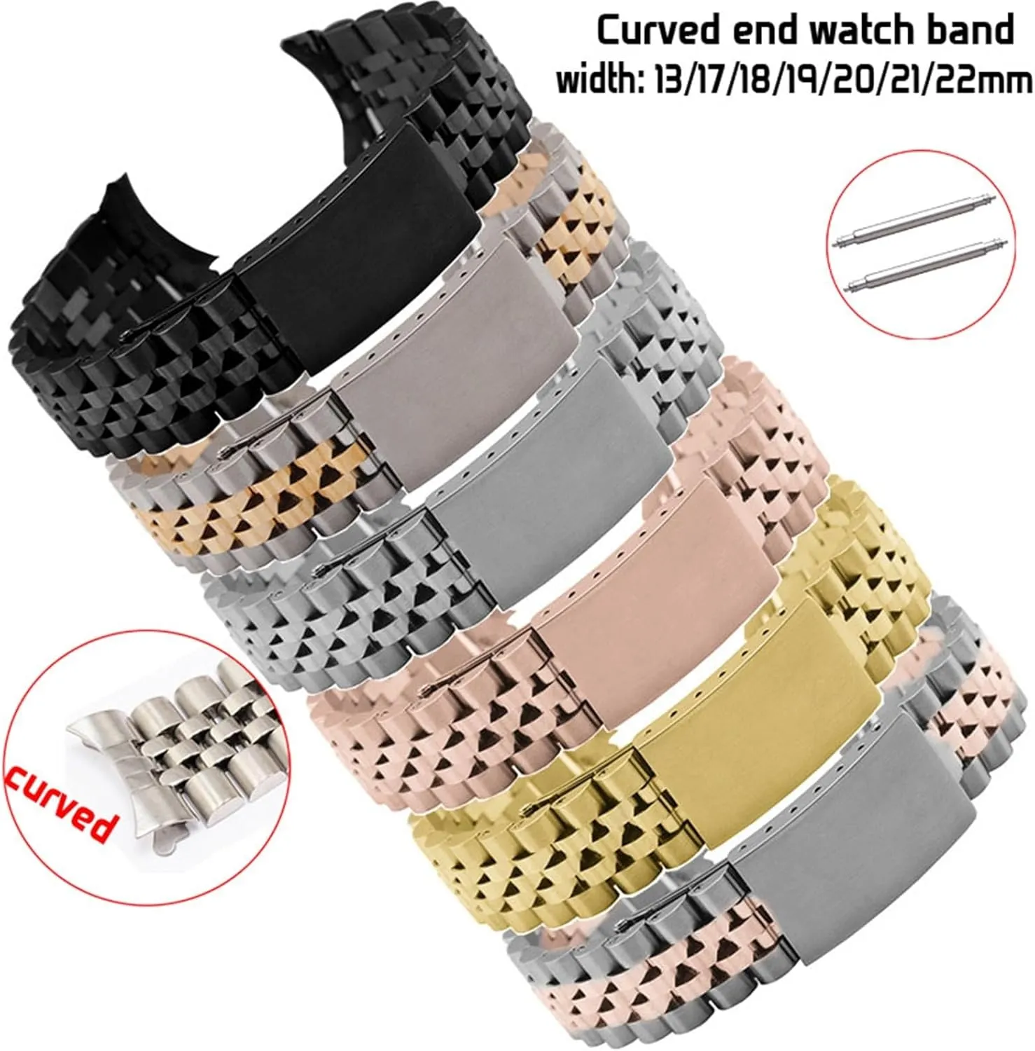 Stainless Steel Band Metal Band 20mm 21mm 22mm Replacement Wristband For Smart Watch Quartz Watch Universal Watch Accessories