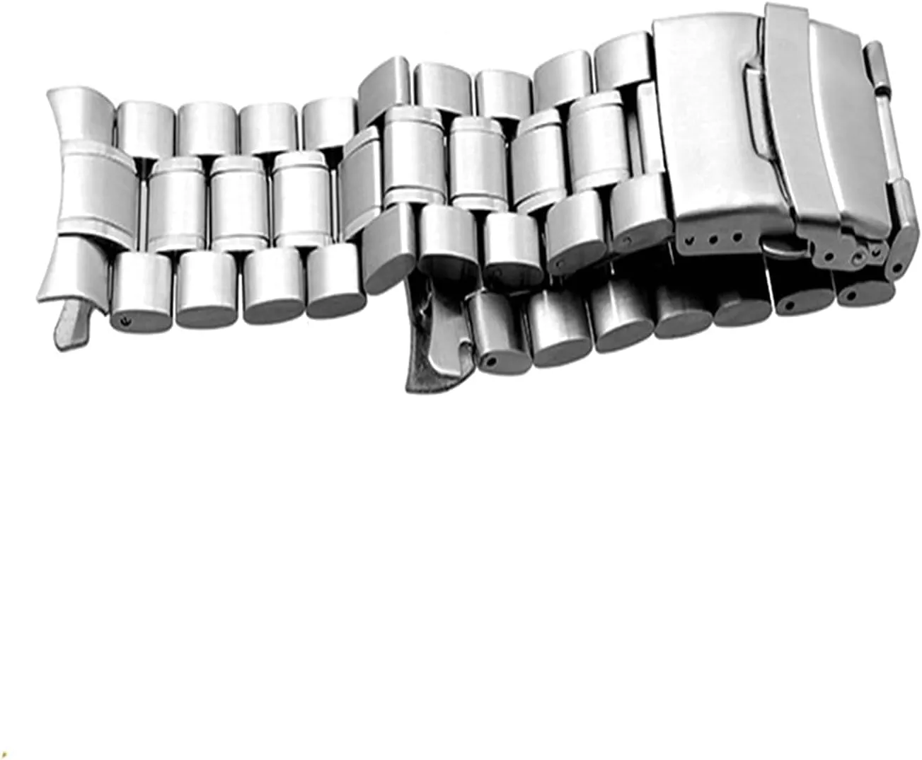 Stainless Steel Metal Band 18mm 20mm 22mm 24mm Band Double Locking Adjustable Frame Black, Silver Bracelet (Band Color: Black, Band Width: 20mm)