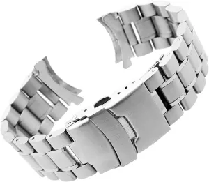 Stainless Steel Metal Band 18mm 20mm 22mm 24mm Band Double Locking Adjustable Frame Black, Silver Bracelet (Band Color: Black, Band Width: 20mm)