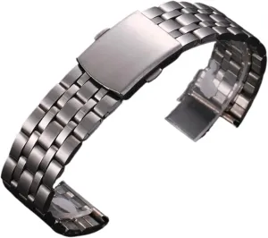 Stainless Steel Metal Watch Strap Men Women Universal Wristband 18mm 20mm Suitable for Smart Watch Quartz Watch Folding Buckle Replacement Accessories