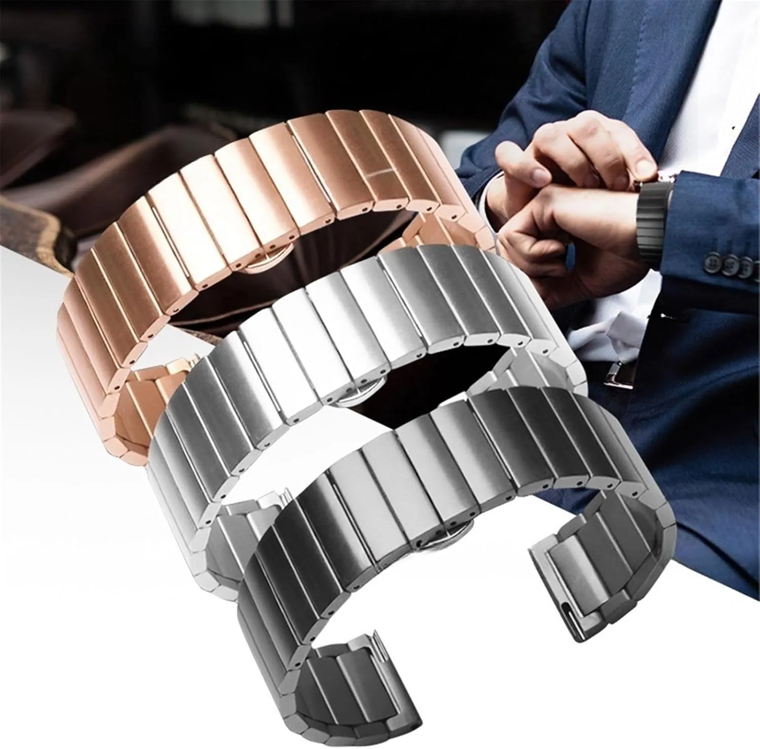 Stainless Steel Strap 20mm 22mm Metal Wristband Smart Replacement Watchband Men Universal Band