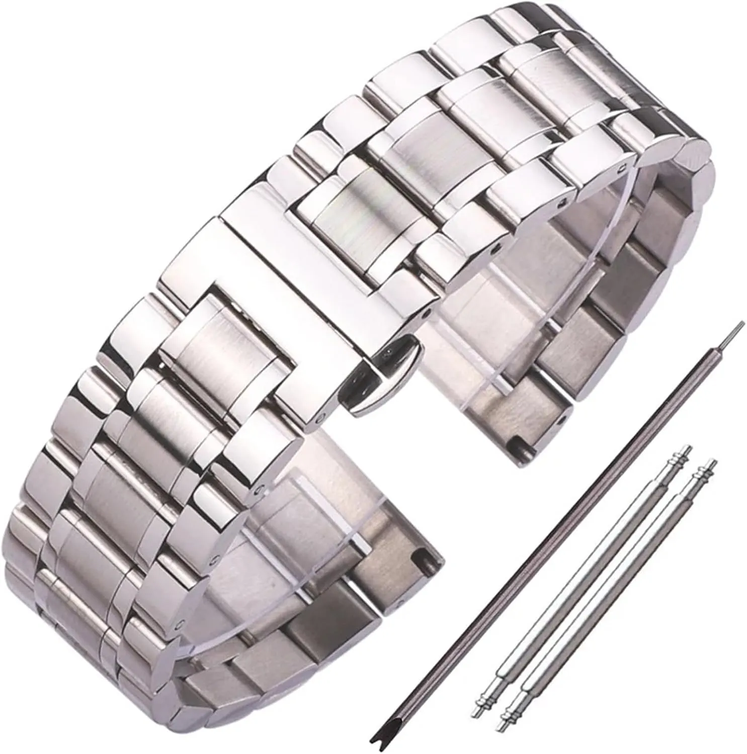 Stainless Steel Strap Metal Replacement Watchbands Women Men Universal Watch Strap