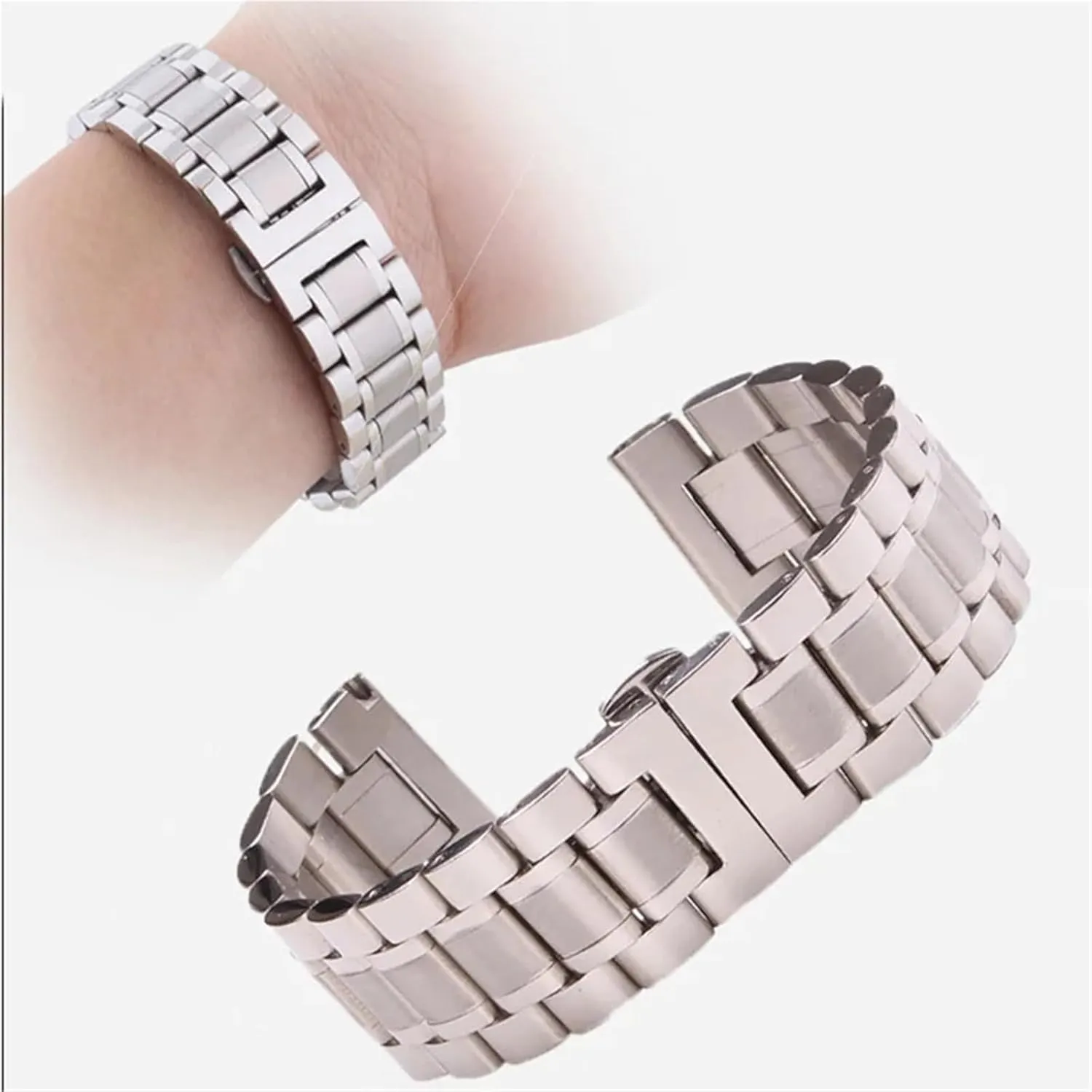 Stainless Steel Strap Metal Replacement Watchbands Women Men Universal Watch Strap