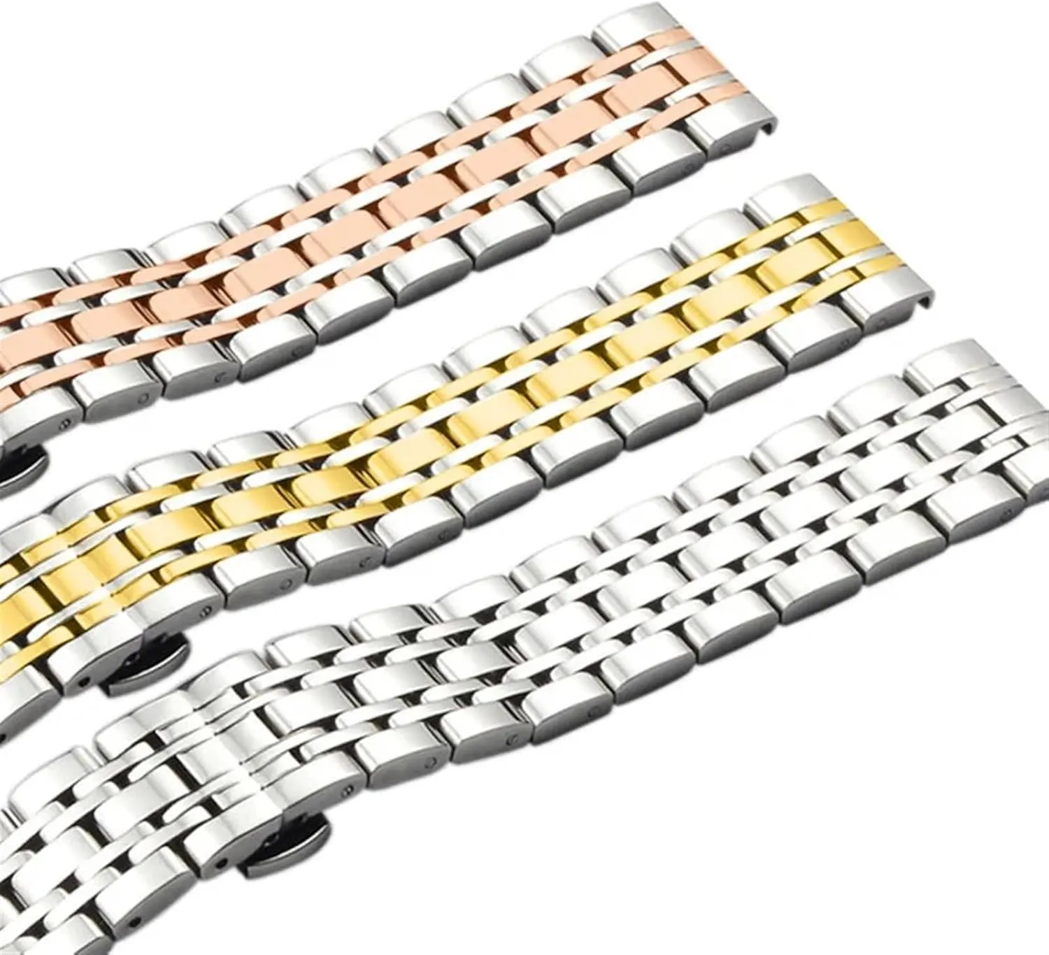 Stainless Steel Watch Strap 16mm 18mm 20mm 22mm Solid Metal Wristband Suitable For Smart Watch Men Women Universal Strap Accessories