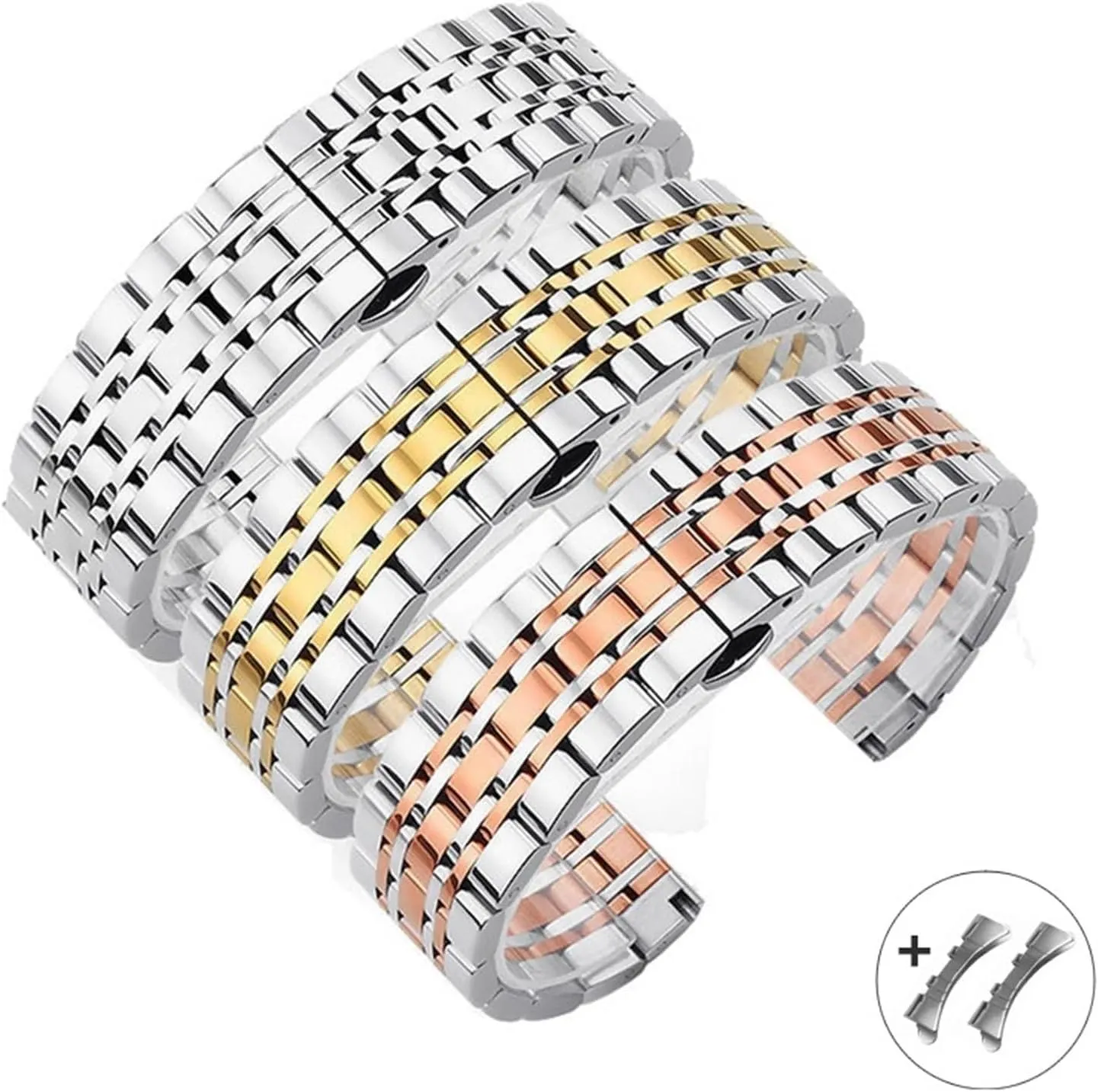 Stainless Steel Watch Strap 16mm 18mm 20mm 22mm Solid Metal Wristband Suitable For Smart Watch Men Women Universal Strap Accessories