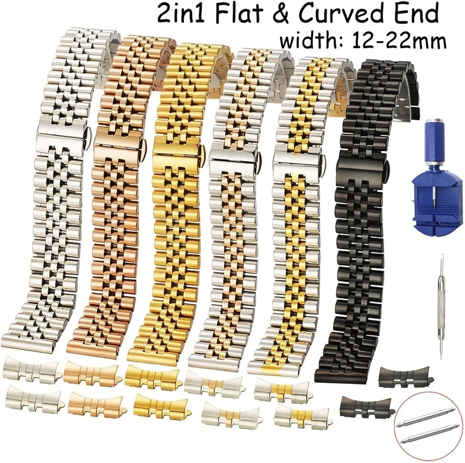 Stainless Steel Watch Strap 18mm 20mm Metal Watch Strap Smart Watch Wristband Unisex Wristband