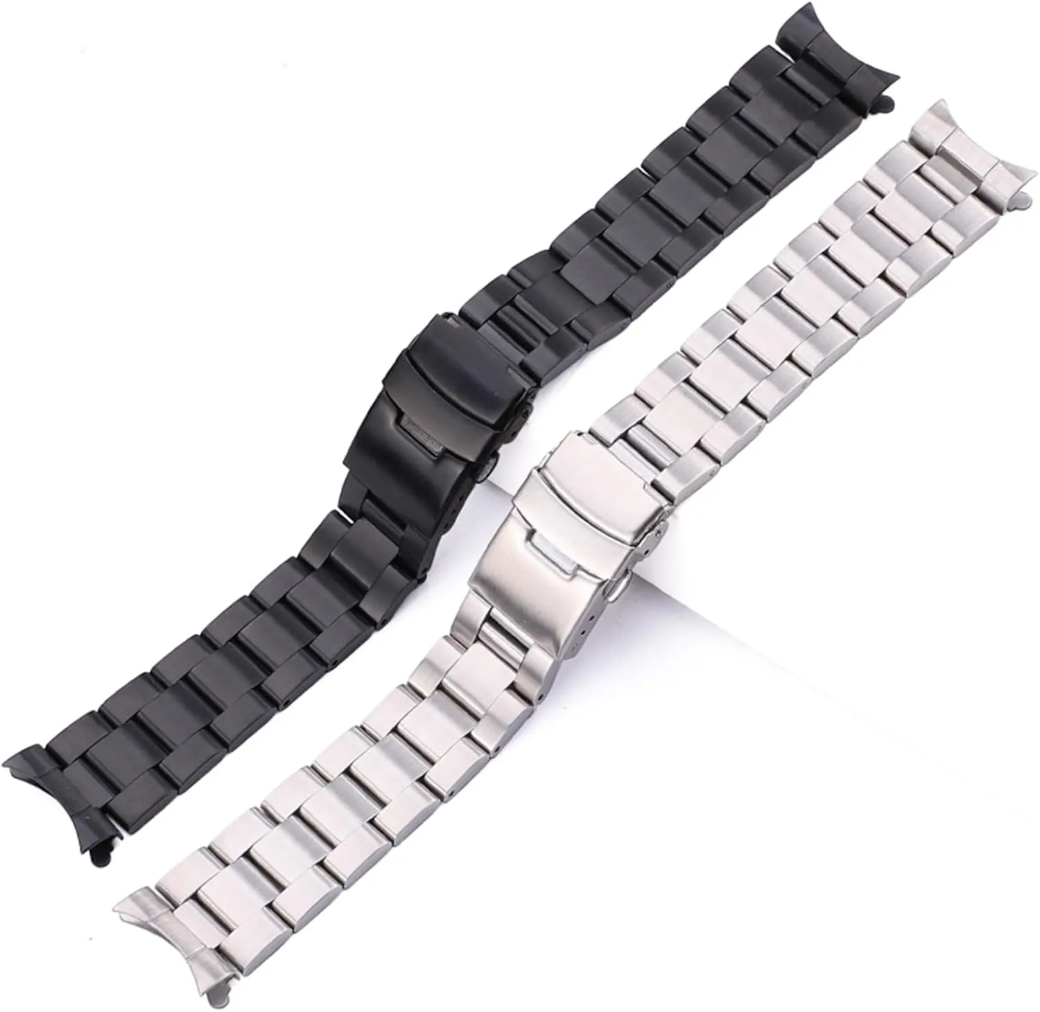 Stainless Steel Watchband Bracelet 20mm 22mm Women Men Metal Curved End Watch Band Strap