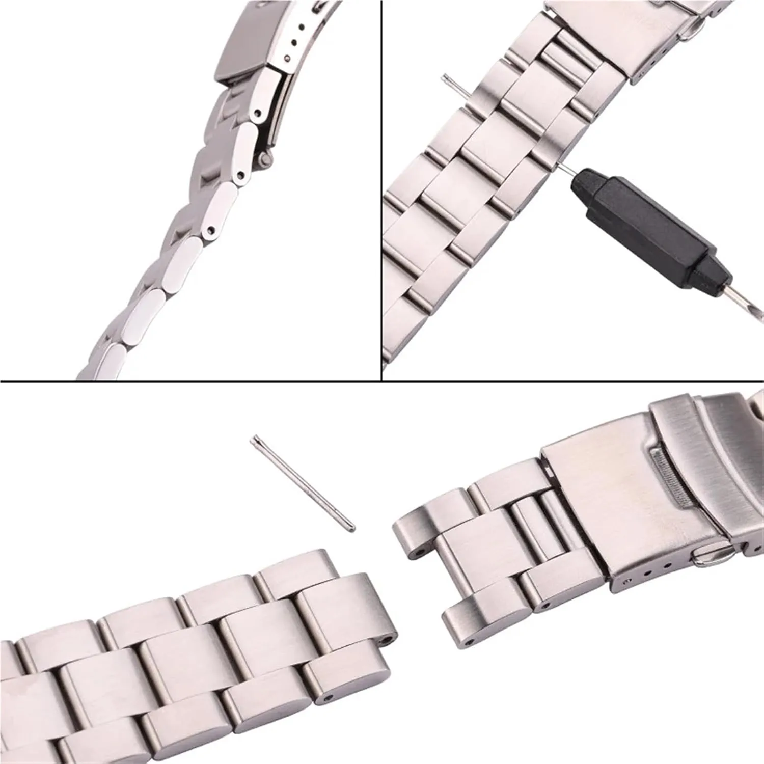 Stainless Steel Watchband Bracelet 20mm 22mm Women Men Metal Curved End Watch Band Strap