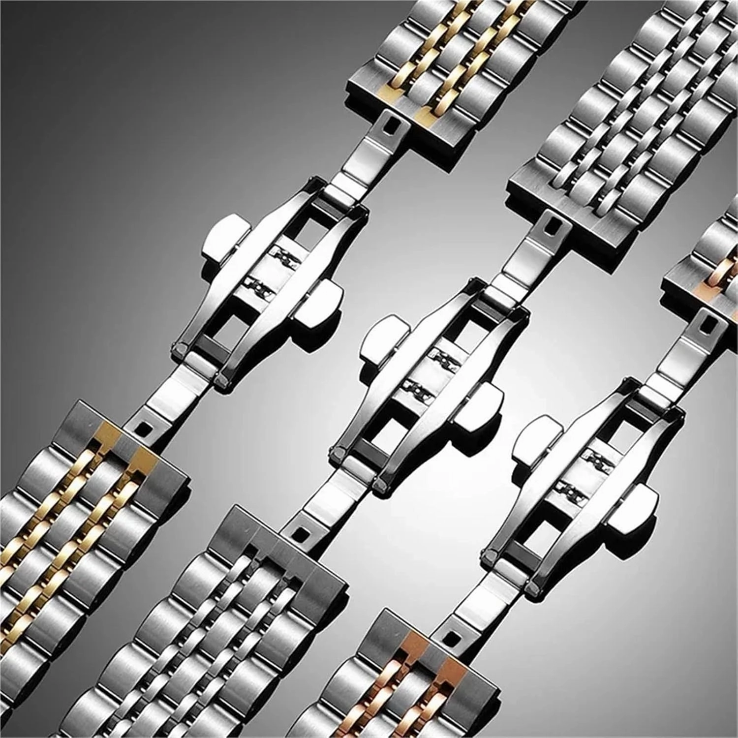 Stainless Steel Strap Polished Metal Replacement Watchbands 22mm 20mm Women Men Universal Strap Accessories