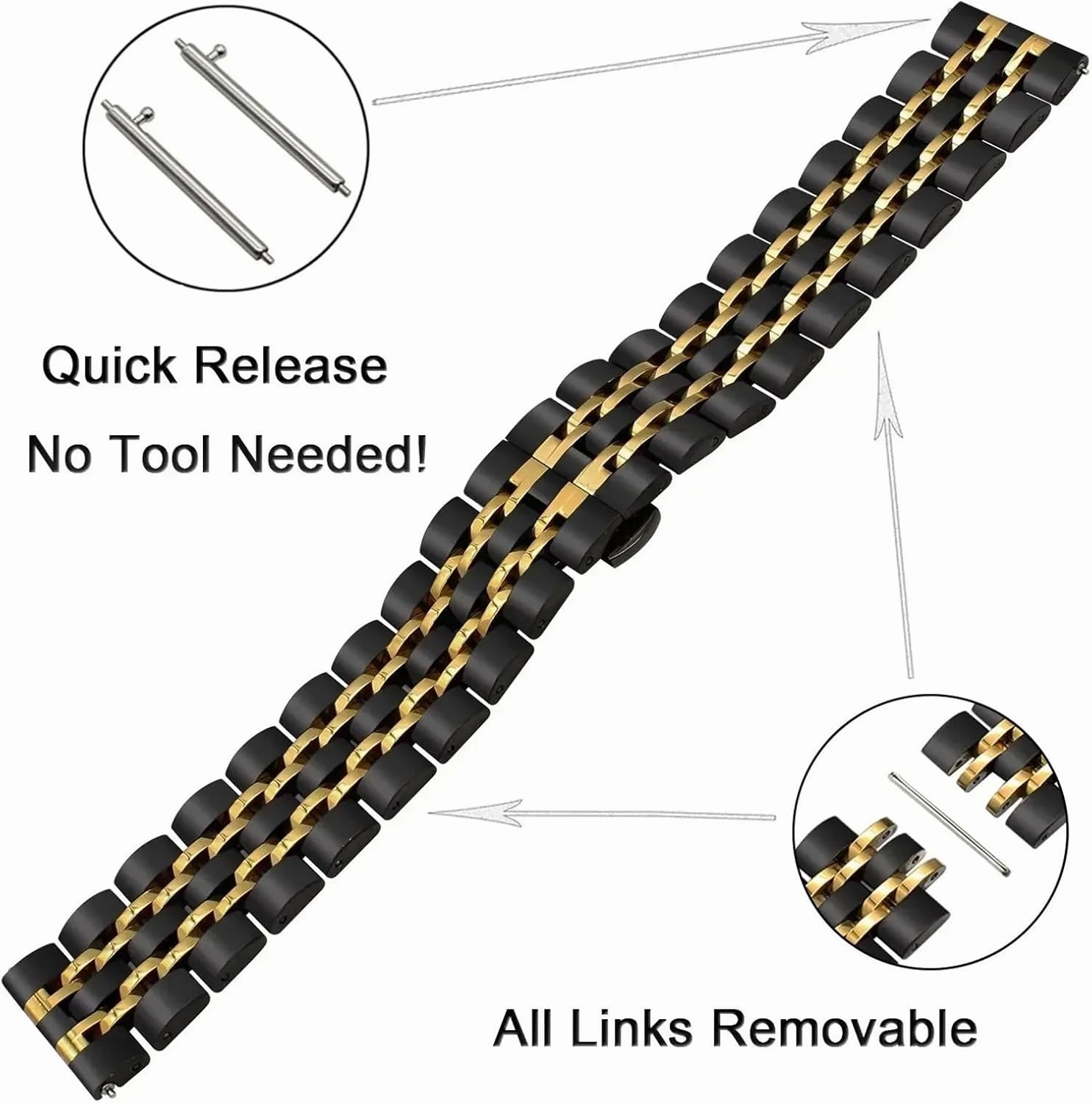 Stainless Steel Strap Polished Metal Replacement Watchbands 22mm 20mm Women Men Universal Strap Accessories
