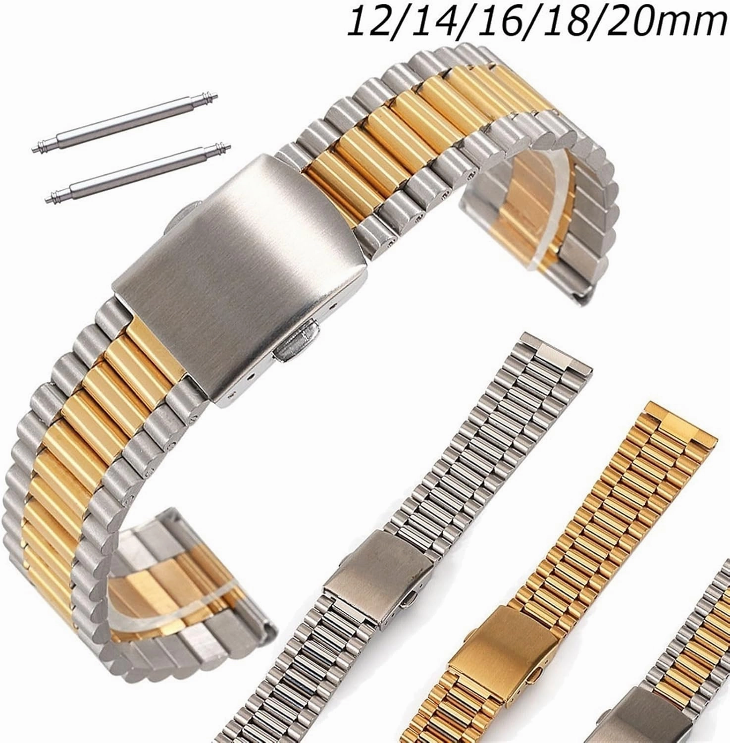 Stainless Steel Watch Band 12mm 14mm 16mm 18mm 20mm Suitable for Smart Watch Quartz Watch Men Women Universal Replacement Bracelet
