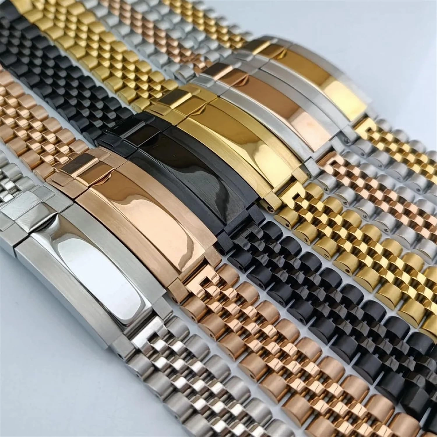 Stainless Steel Watch Band Folding Buckle 20mm Width Universal Wristband for Quartz Watch Smart Watch Quick Change Watch Accessories