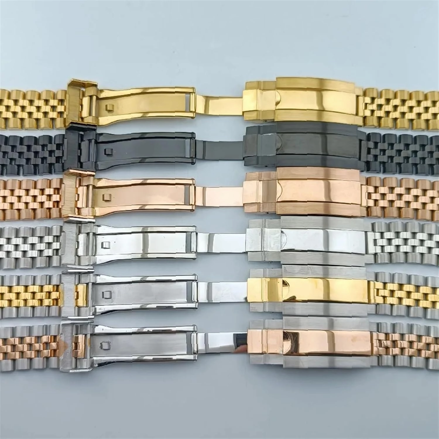 Stainless Steel Watch Band Folding Buckle 20mm Width Universal Wristband for Quartz Watch Smart Watch Quick Change Watch Accessories
