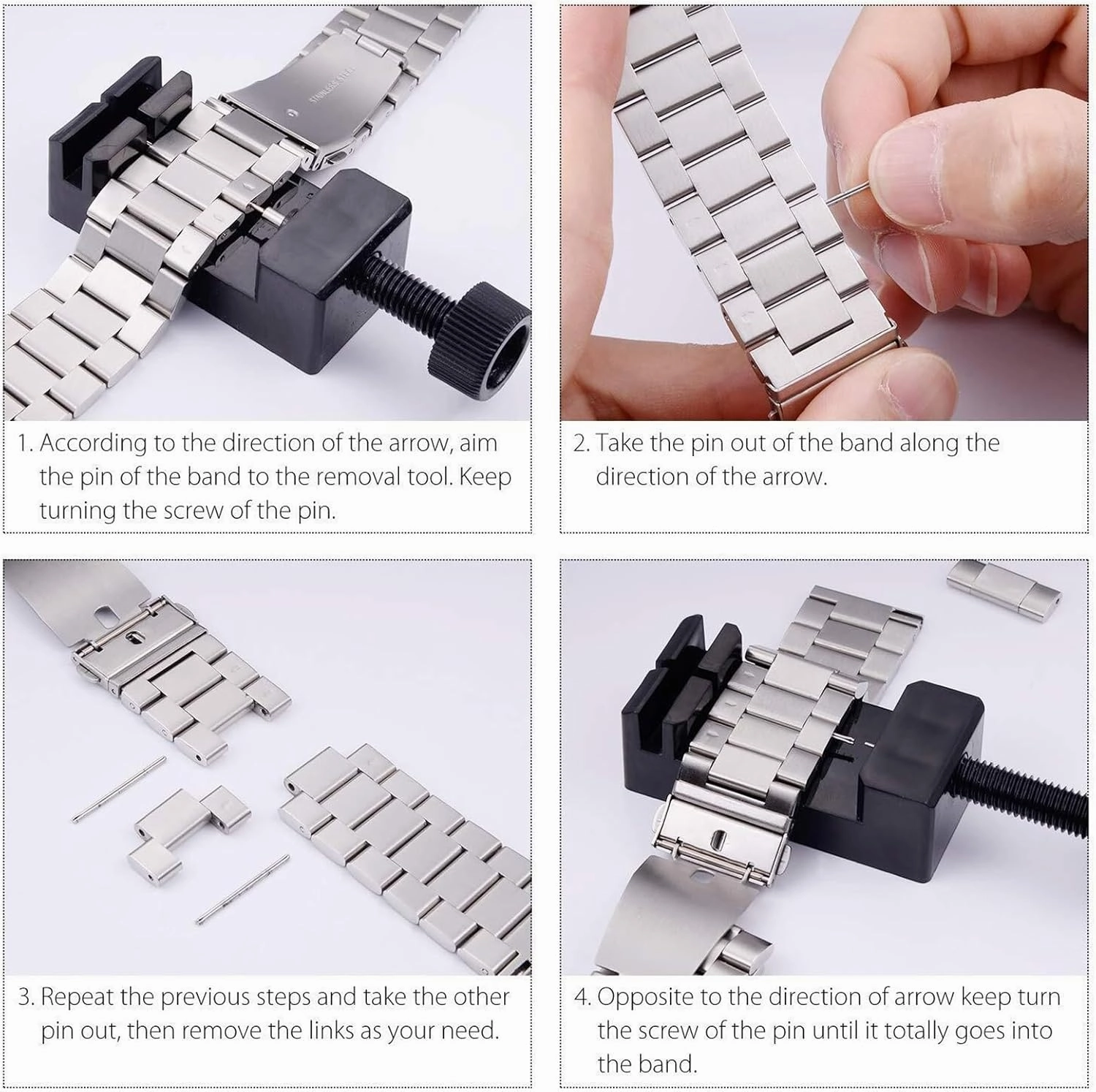 Stainless Steel Watch Band Folding Buckle 20mm Width Universal Wristband for Quartz Watch Smart Watch Quick Change Watch Accessories