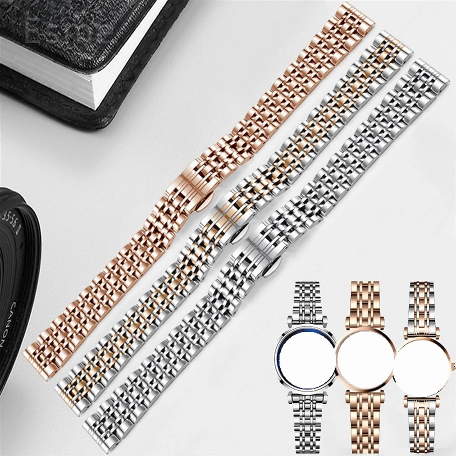 Stainless Steel Watch Strap 12mm 14mm 16mm 18mm 20mm 22mm Universal Watch Strap Suitable for Smart Watch Quartz Watch