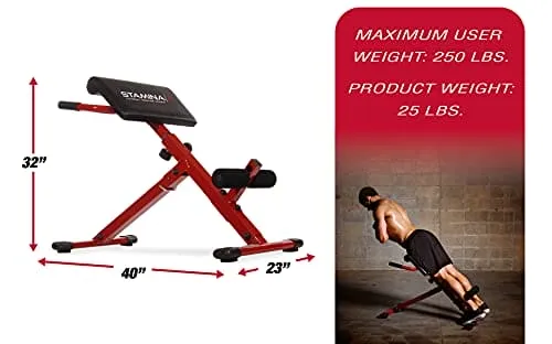 Stamina X Hyper Bench - Smart Workout App, No Subscription Required - Hyperextension and Core Strengthening Station