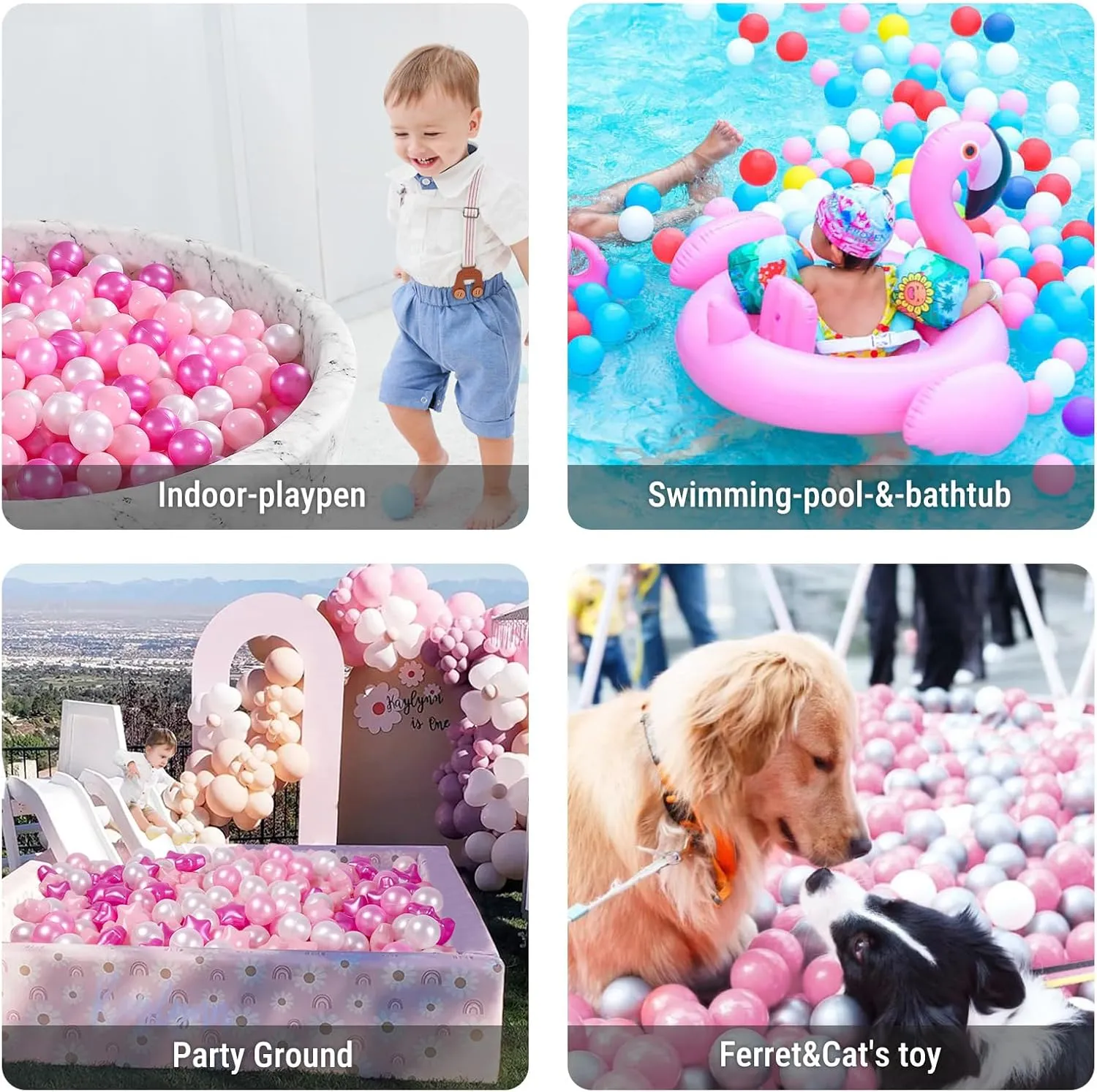 STARBOLO Ball Pit Balls 100 170 Bulk Pack - Crush Proof Non Toxic Plastic Balls Baby Girls Boy Kids Ball Pit | Play Tent Dogs Playhouse Playpen Party,2.2inches.