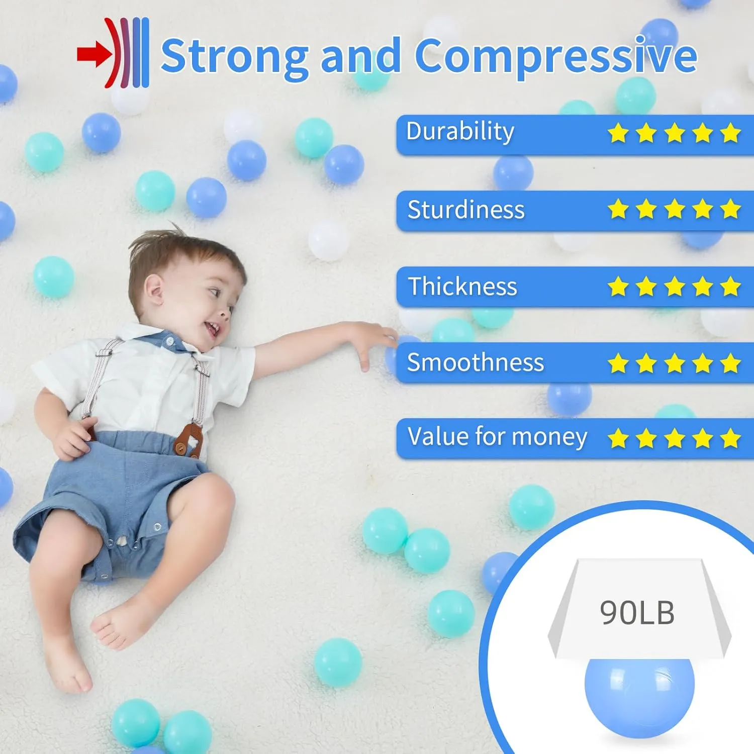 STARBOLO Ball Pit Balls for Toddlers, BPA Free Crush Proof Plastic Toy Balls for Ball Pit, Children's Pool Water Toys, Macaron Ocean Balls for Play Tent 2.2 Inch Pack of 100