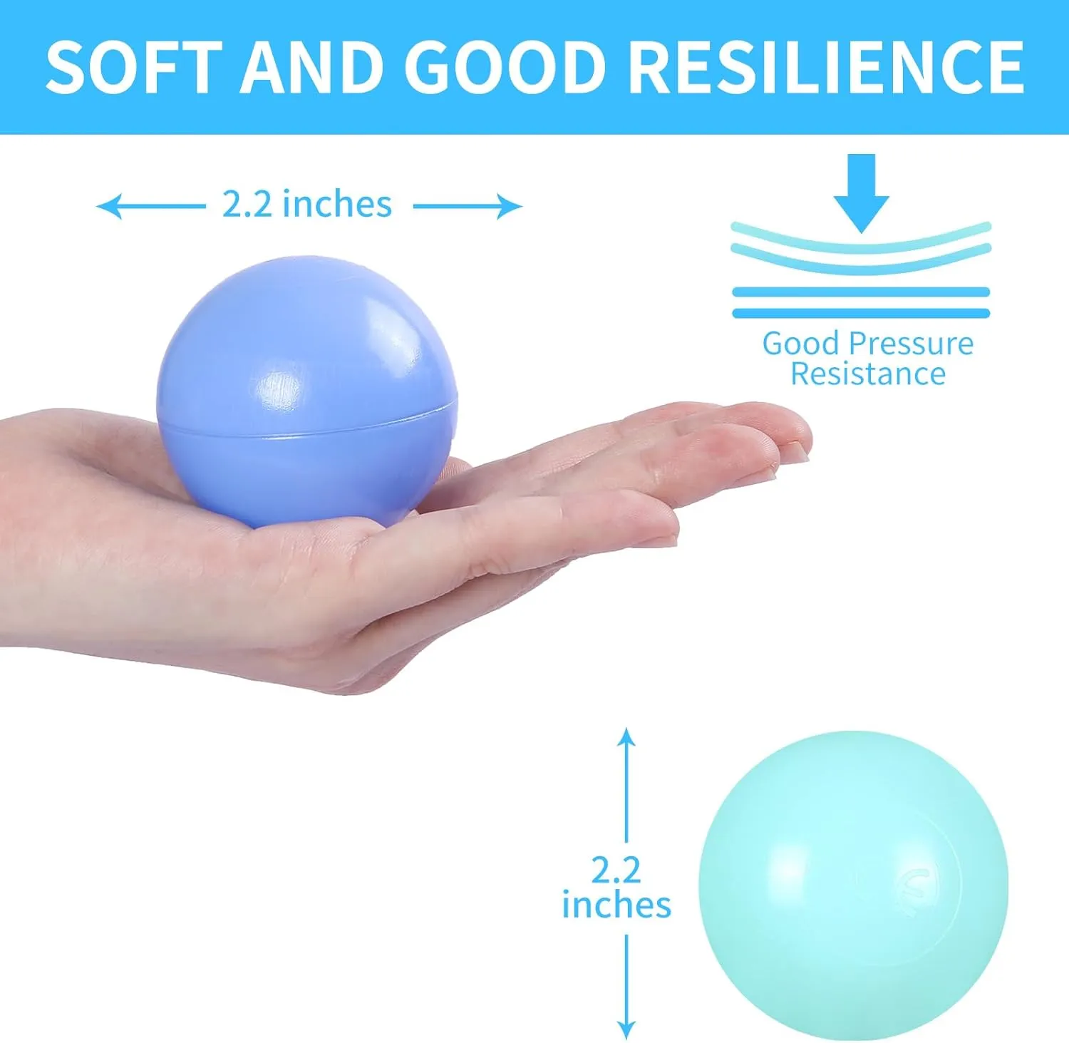 STARBOLO Ball Pit Balls for Toddlers, BPA Free Crush Proof Plastic Toy Balls for Ball Pit, Children's Pool Water Toys, Macaron Ocean Balls for Play Tent 2.2 Inch Pack of 100