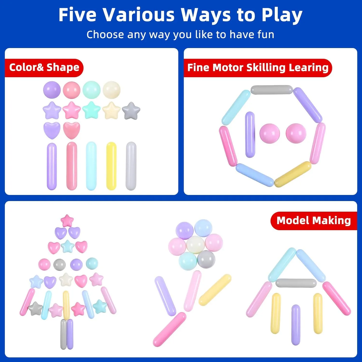 STARBOLO Ball Pit Balls for Toddlers - Macaron Ball Pit Balls Crush Proof Plastic Toy Balls for Toddlers Ball Pits, Baby Pool Water Toys,Ball Pit Play Tent,200pcs(Macaron)