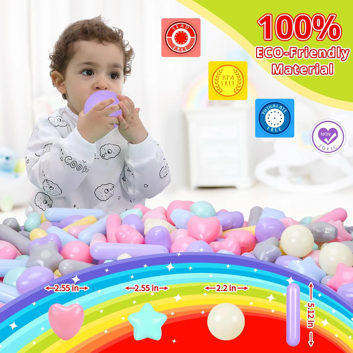 STARBOLO Ball Pit Balls for Toddlers - Macaron Ball Pit Balls Crush Proof Plastic Toy Balls for Toddlers Ball Pits, Baby Pool Water Toys,Ball Pit Play Tent,200pcs(Macaron)