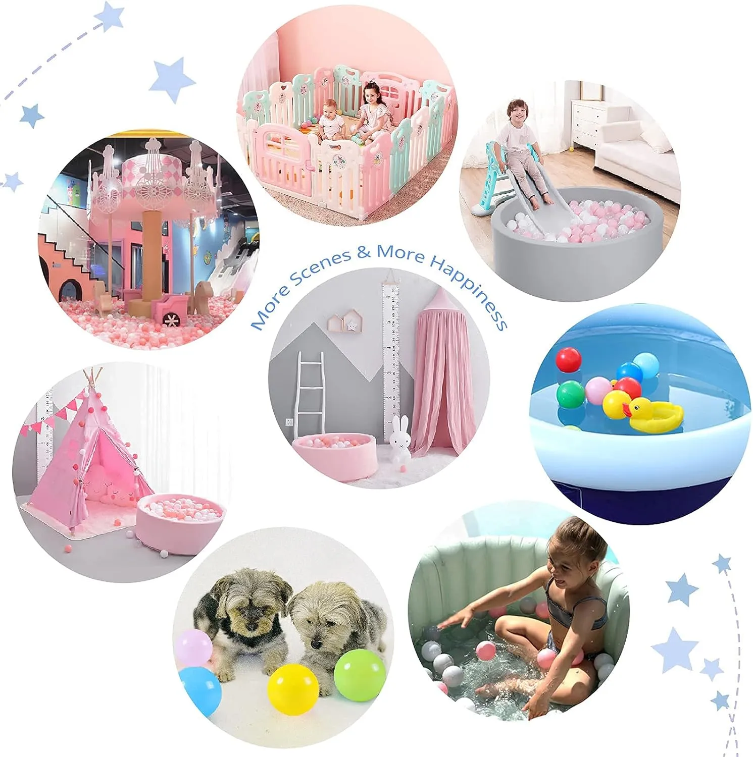 STARBOLO Star Ball Pit Balls - Pack of 100 200 500 1000 Macaron Balls BPA&Phthalate Free Non-Toxic Crush Proof Ocean Ball Soft Plastic Balls for 1-5 Years Kids Birthday Pool Tent Party.