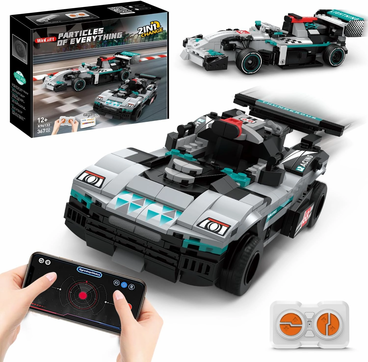 STEM Building Toys for Kids,2 in 1 Remote Control Racing Car Building Set,DIY Engineering Construction Toy,Adult Collectible Model Car Set to Build,Birthday Gift for Boys Girls Ages 8-14 