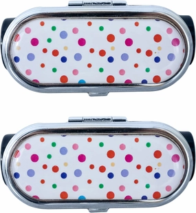 Stephanie Imports Set of 2 Clip-On Round Lipstick Mirrors (Colorful Dots)