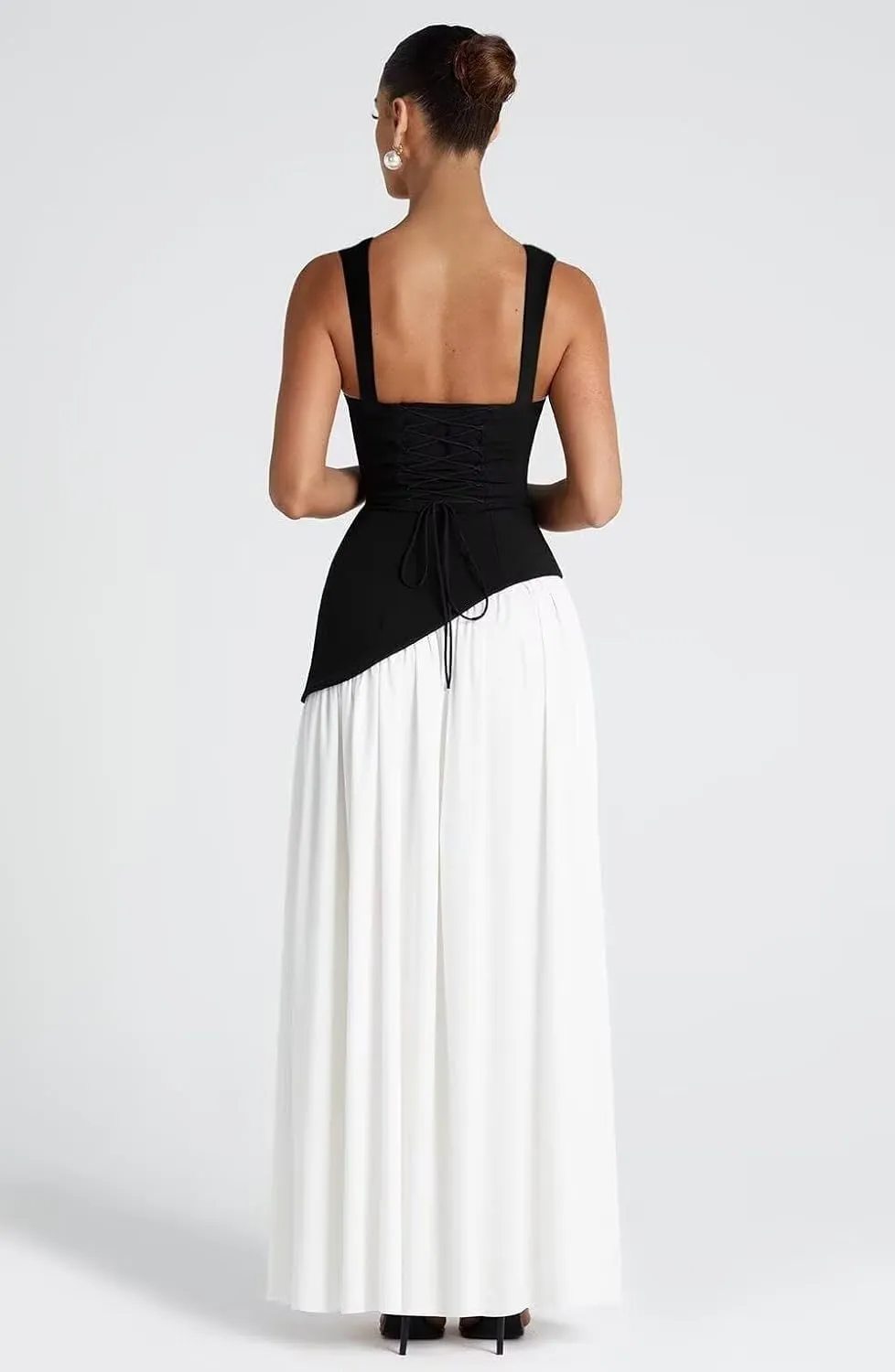 Straps Prom Dresses for Women Long Front Slit Asymmetrical Drop Waist Party Dress for Girls Chiffon Formal Gowns