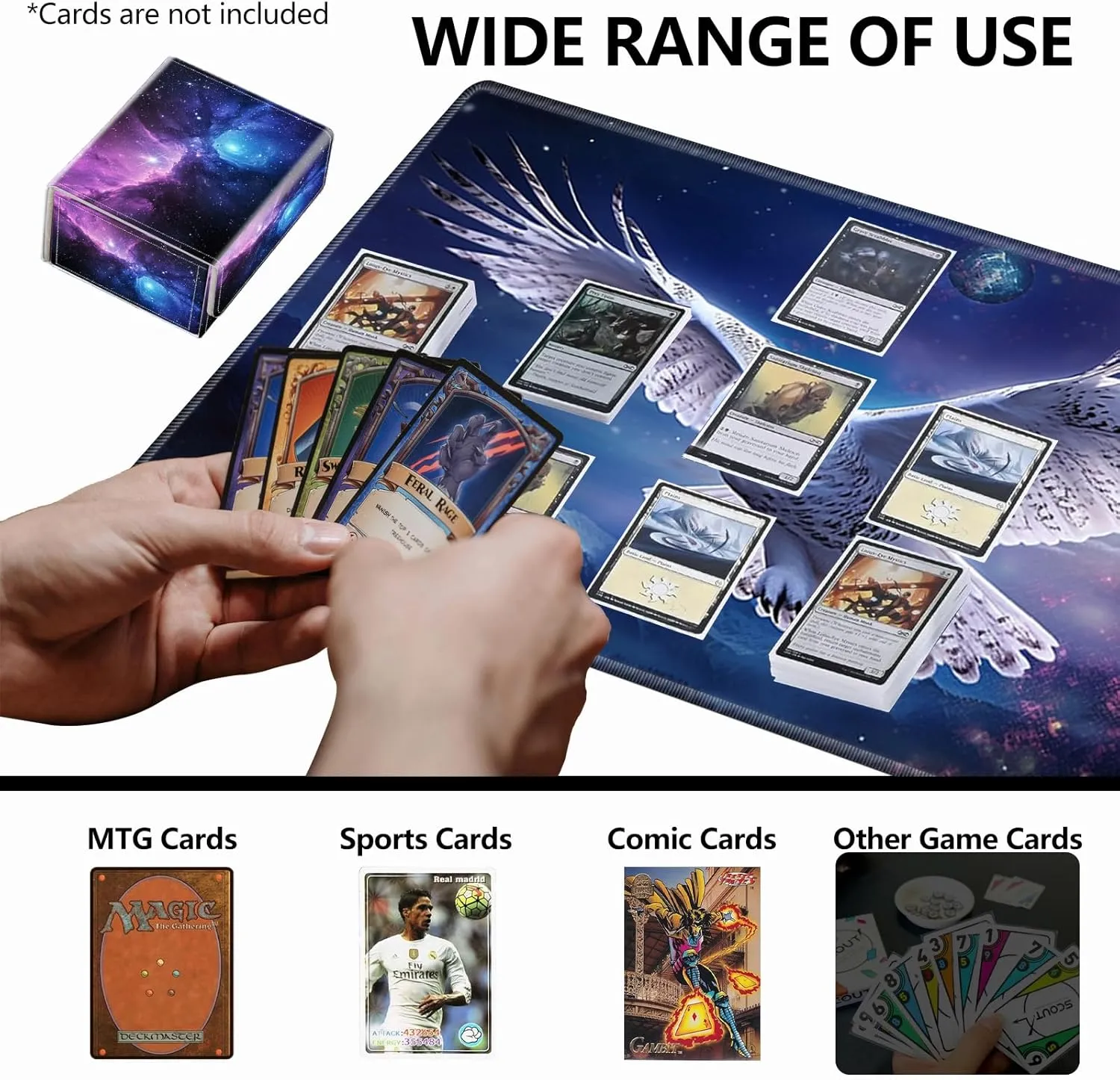 Strong Magnet Card Case Deck Box Mtg Card Box Playing Card Box Magic Deck Box Tcg Up to 200 Cards Creative Pattern Trading Card Storage Box for Collectible Card Games, Purplea Galaxy Sky With Stars
