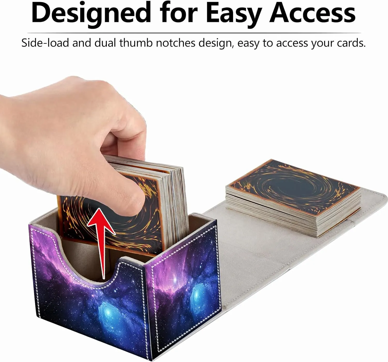 Strong Magnet Card Case Deck Box Mtg Card Box Playing Card Box Magic Deck Box Tcg Up to 200 Cards Creative Pattern Trading Card Storage Box for Collectible Card Games, Purplea Galaxy Sky With Stars