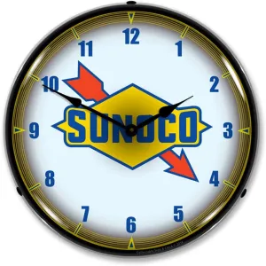Sunoco Logo LED Wall Clock, Retro/Vintage, Lighted, 14 inch