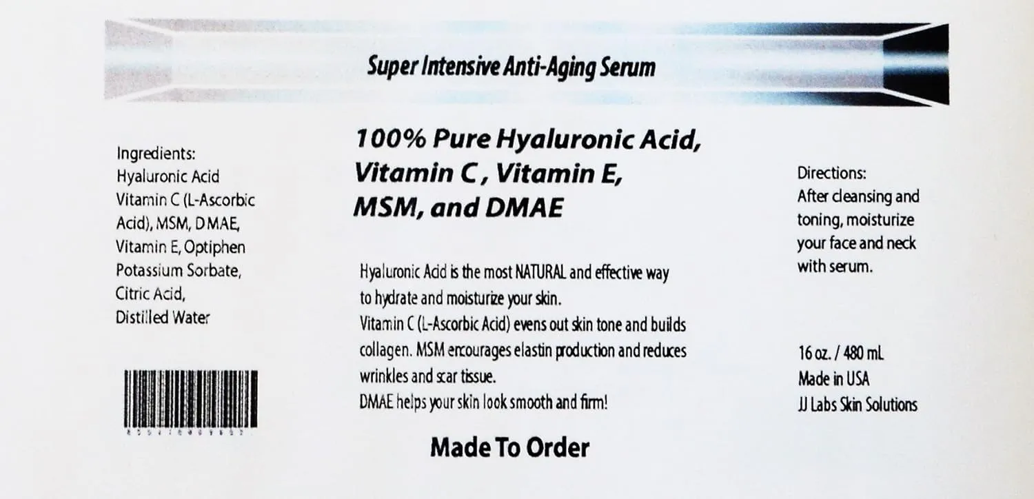Super Intensive Anti-Aging Serum, 100% Pure Hyaluronic Acid, Vitamin C, Vitamin E, MSM, and DMAE (2x16oz)