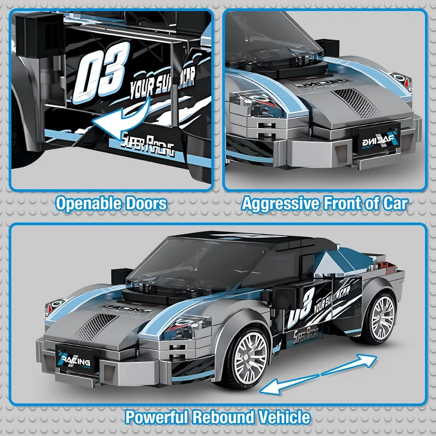 Super Racing Car Building Sets with Display Case, Collectible Champion Car Model DIY Building Kit, Cool Vehicles Construction Toy Sets for Adult Teens Kids Gift Idea(269 Pieces)