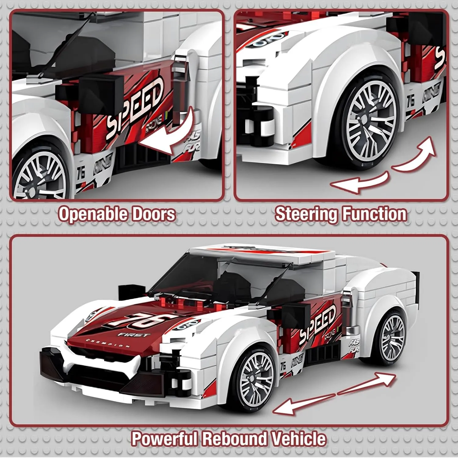 Super Racing Car Building Sets with Display Case, Collectible Champion Car Model DIY Building Kit, Cool Vehicles Construction Toy Sets for Adult Teens Kids Gift Idea(288 Pieces)