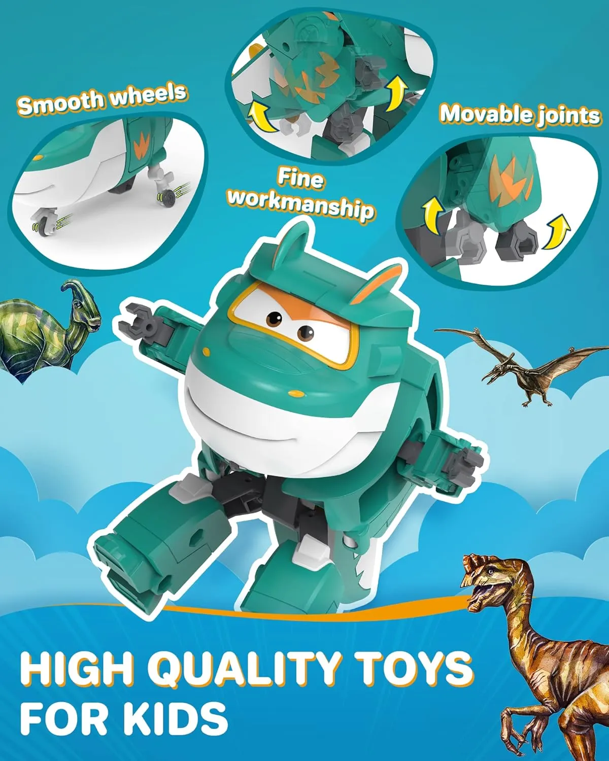Super Wings 5 in Transformable Toys Tino, Transforming Airplane Robot for Boys and Girls, Action Figures Dinosaur Toy for Kids Age 3 4 5 6 7 8 9 